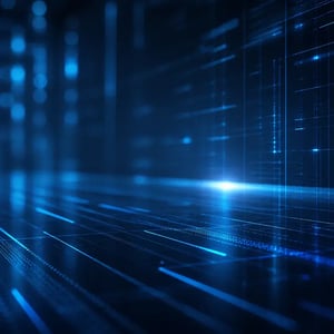 Sleek dark blue high-tech background with abstract futuristic digital lines and subtle light reflections, professional enterprise software solution accelerators concept
